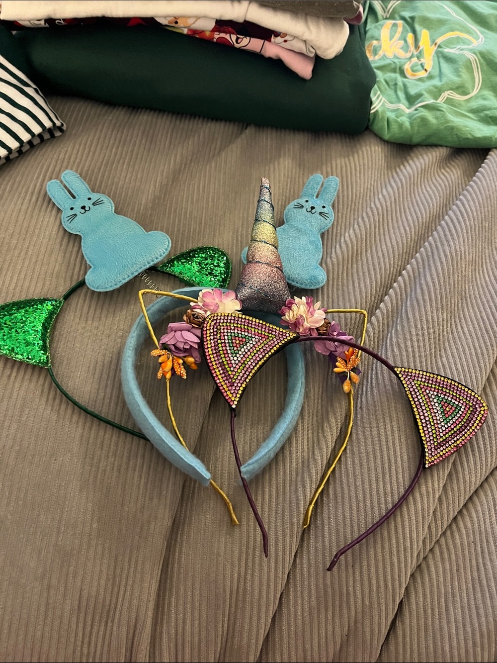 Unbranded Kids Blue Unicorn & Bunny Headband Set - Light Blue